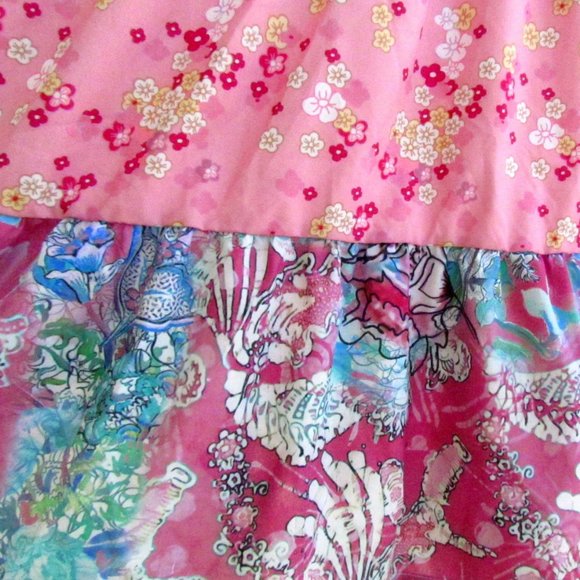 MATERNITY DRESS, M, NWT, BOHO PINK & BLUE FLORAL TIERED COMFORTABLE MIDI - Picture 3 of 8